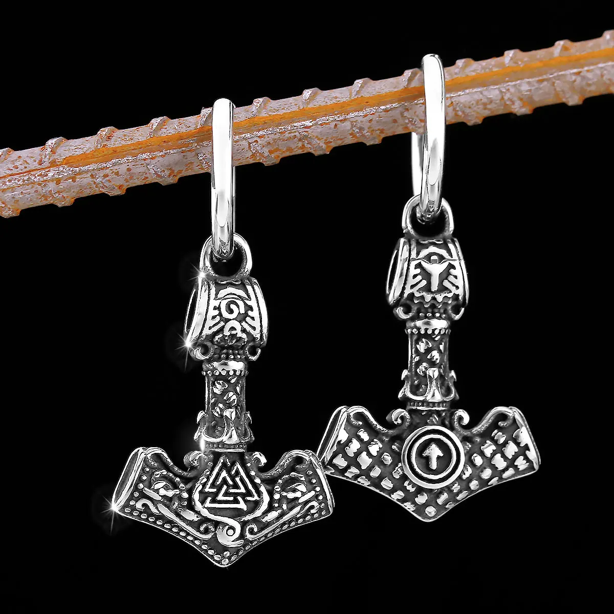 

Retro Thor's Hammer Stainless Steel Viking Earrings Nordic Men's Fashion Amulet Scandinavian Jewelry Earrings Teen Party Gifts