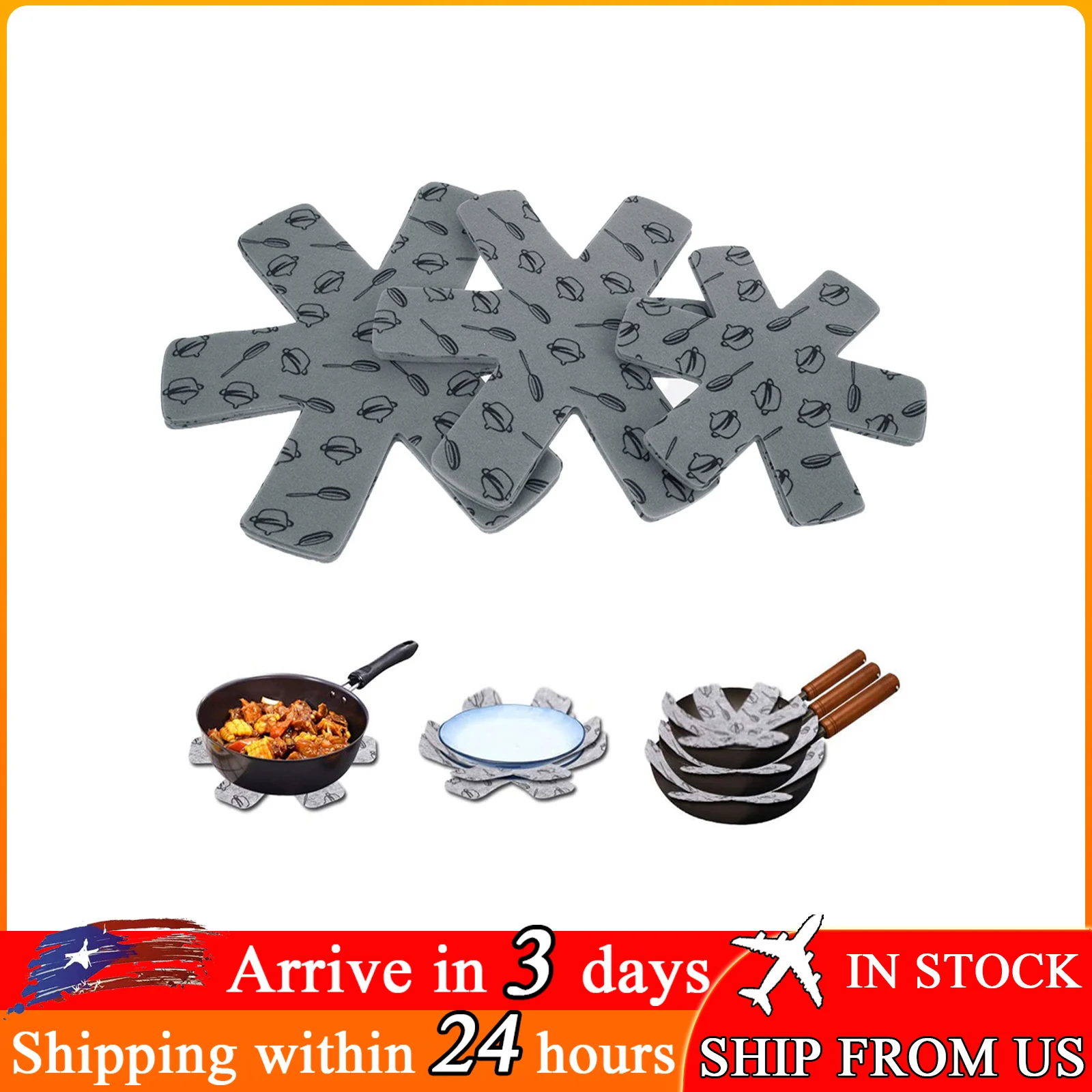 

Non-stick Protection for Pad Pan 3 sizes Divider Pads to Prevent Scratching Separate and Protect Surfaces for Cookware