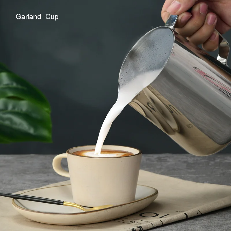 Stainless Steel Milk Frothing Pitcher, Espresso Coffee, Barista Craft, Latte, Cappuccino, Cream Cup, Frothing Jug