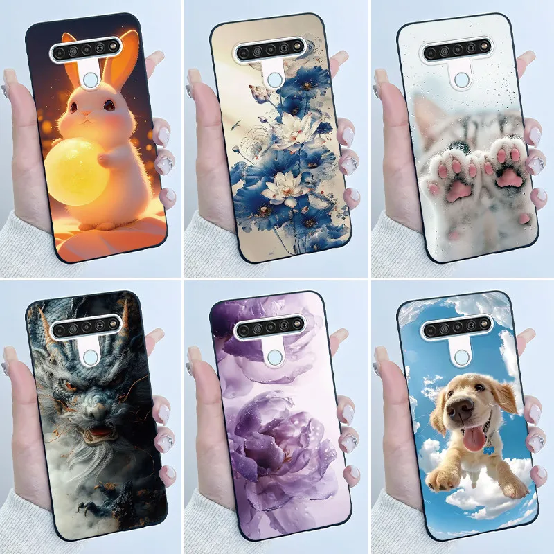 Funda de lujo bonita y moderna para niños y niñas, funda para teléfono LG K61 Q61 Q70, funda trasera de silicona suave negra mate, carcasa protectora de TPU