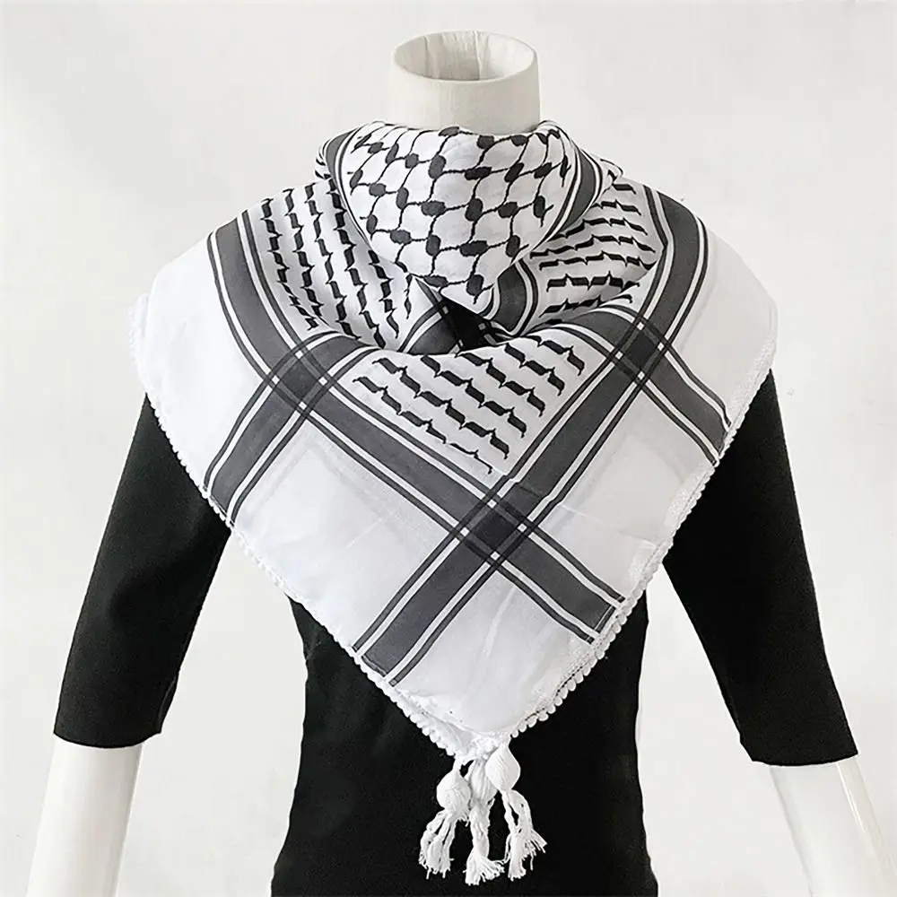 Head Printed Cotton Headscarf Windproof Palestine Bandana Turban Shawl Hiking Decorative Desert Scarf Wrap for Men Women Hiking