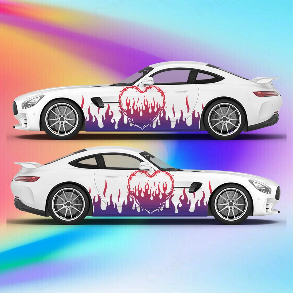 

Line flame heart sticker full body floral decoration covering scratches protect car sticker waterproof car vinyl wraps