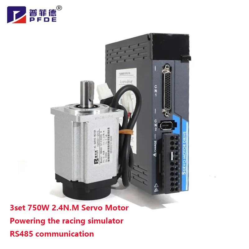 17 bit Magnetic Encoded Servo Motor 750w 3000rpm 2.4N.m with 485 Communication, Speed, Torque and Position Modes for Simulators