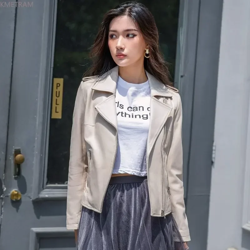 Genuine Sheepskin Leather Jacket Women 2024 Spring Fall Leather Jackets for Women Real Leather Coat Short Slim Outwears Casaco