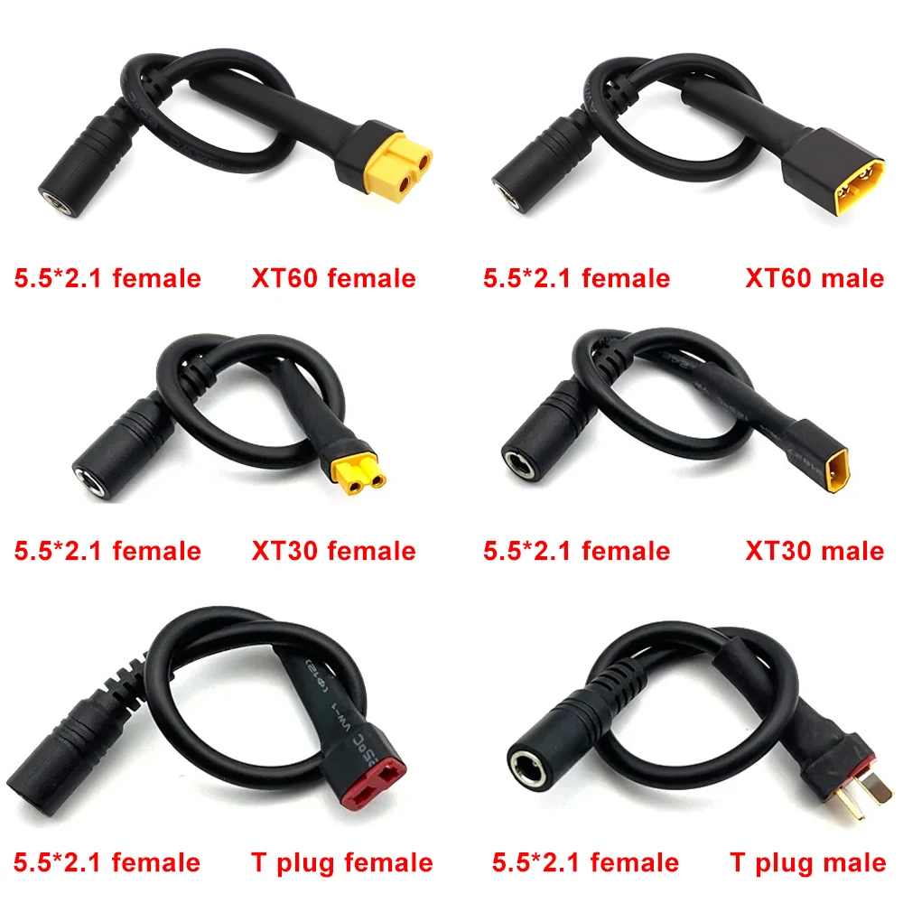 

1PCS XT60 XT30 T Plug Female Male To DC 5.5*2.1mm Connector Battery Charging Adapter Cable Conversion Wire for DC Power Charger