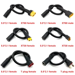 1PCS XT60 XT30 T Plug Female Male To DC 5.5*2.1mm Connector Battery Charging Adapter Cable Conversion Wire for DC Power Charger