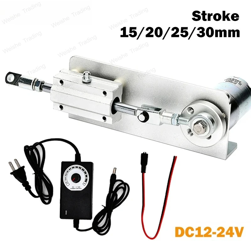 

Mini Reciprocating Cycle Linear Actuator DC24V 12V Telescopic Motor DIY Automatic Push-Pull Rod Stroke 15/20/25/30mm