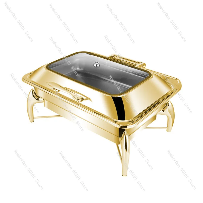 Exclusive for Cross-Border Plated Hotel Restaurant Buffy Gold Stainless Steel Buffet Stove