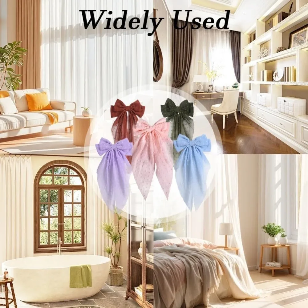 Cute Elastic Band Bowknot Curtain Tieback Clasp Ribbon Window Curtain Buckles Curtain Rope Holders Home Decor
