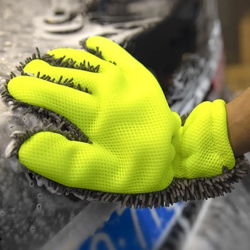 

Chenille Car Wash Gloves Microfiber Wipe Car Sponge Scratch Free Car Wash Cleaning Coral Velvet Double-Sided Cleaning Tool