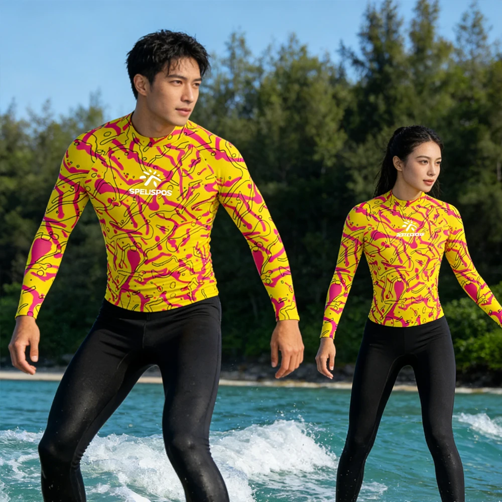 Men Women Long Sleeve Surfing Shirt Clothing Rash Guard UPF50+Sailing Top Wear Swim Beach Shirt for Water Sport Fishing Touring