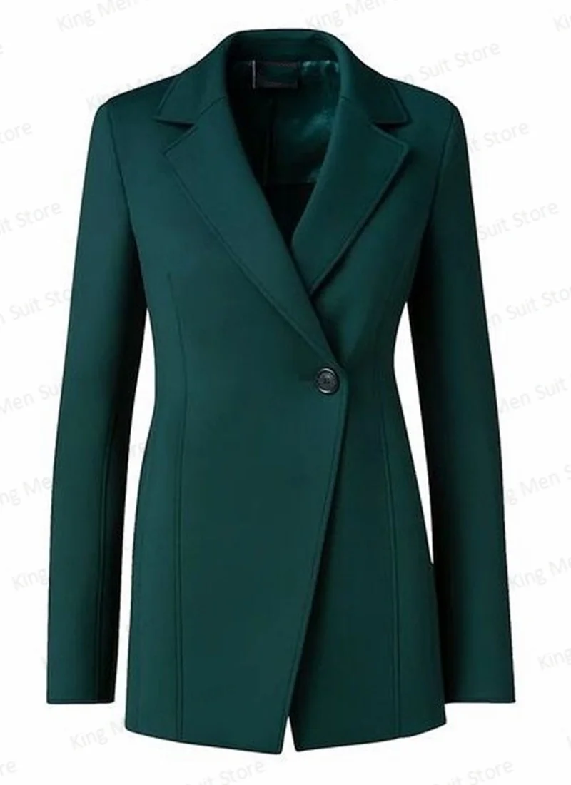 Dark Green Women Suit Pants Set 2-Pieces Blazer+Trousers Wedding Tuxedos Prom Dress Formal Office Lady Cotton Jacket Tailored