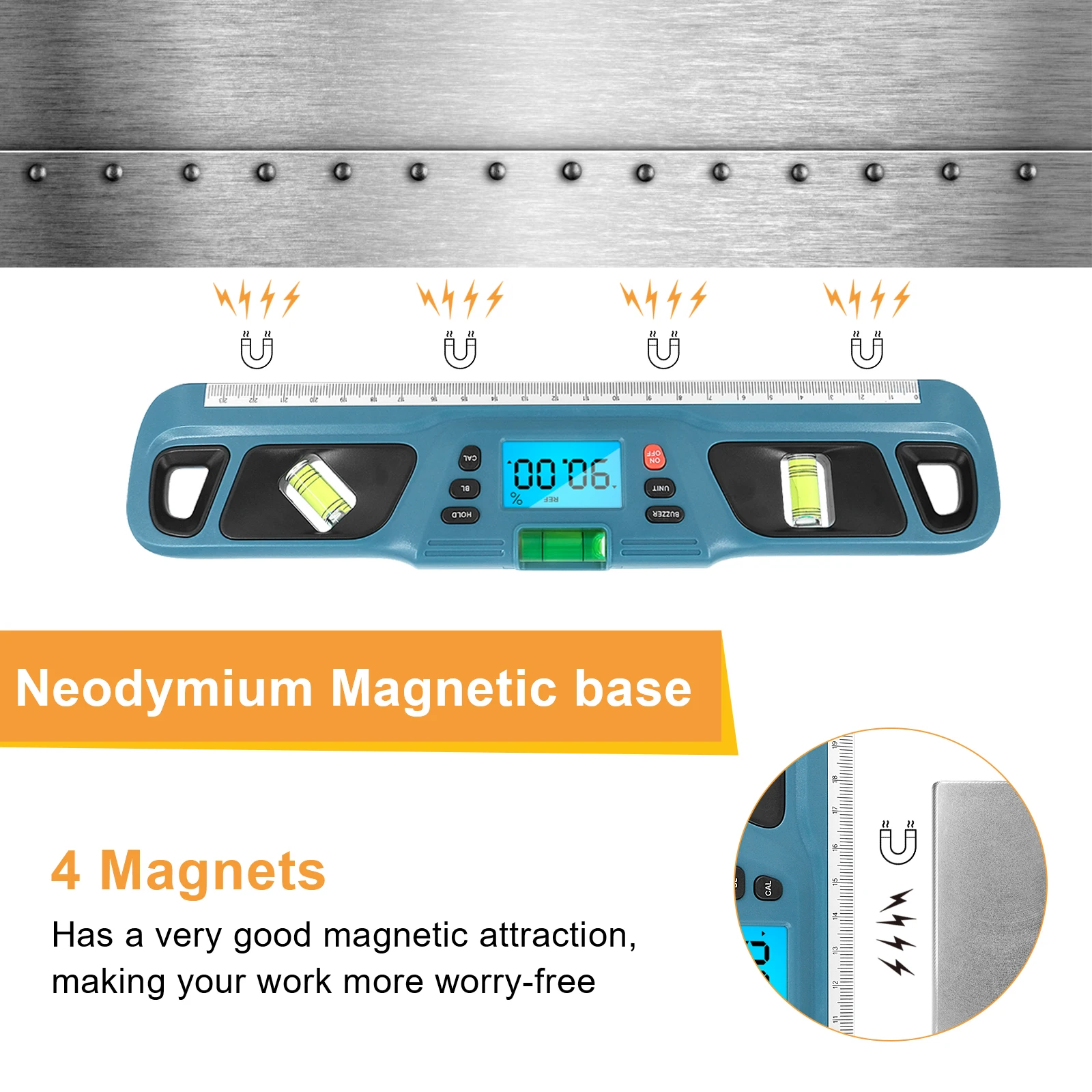 Inclinometro a livella a bolla digitale righello a scala orizzontale Display a LED elettronico goniometro strumenti di misurazione a Base magnetica