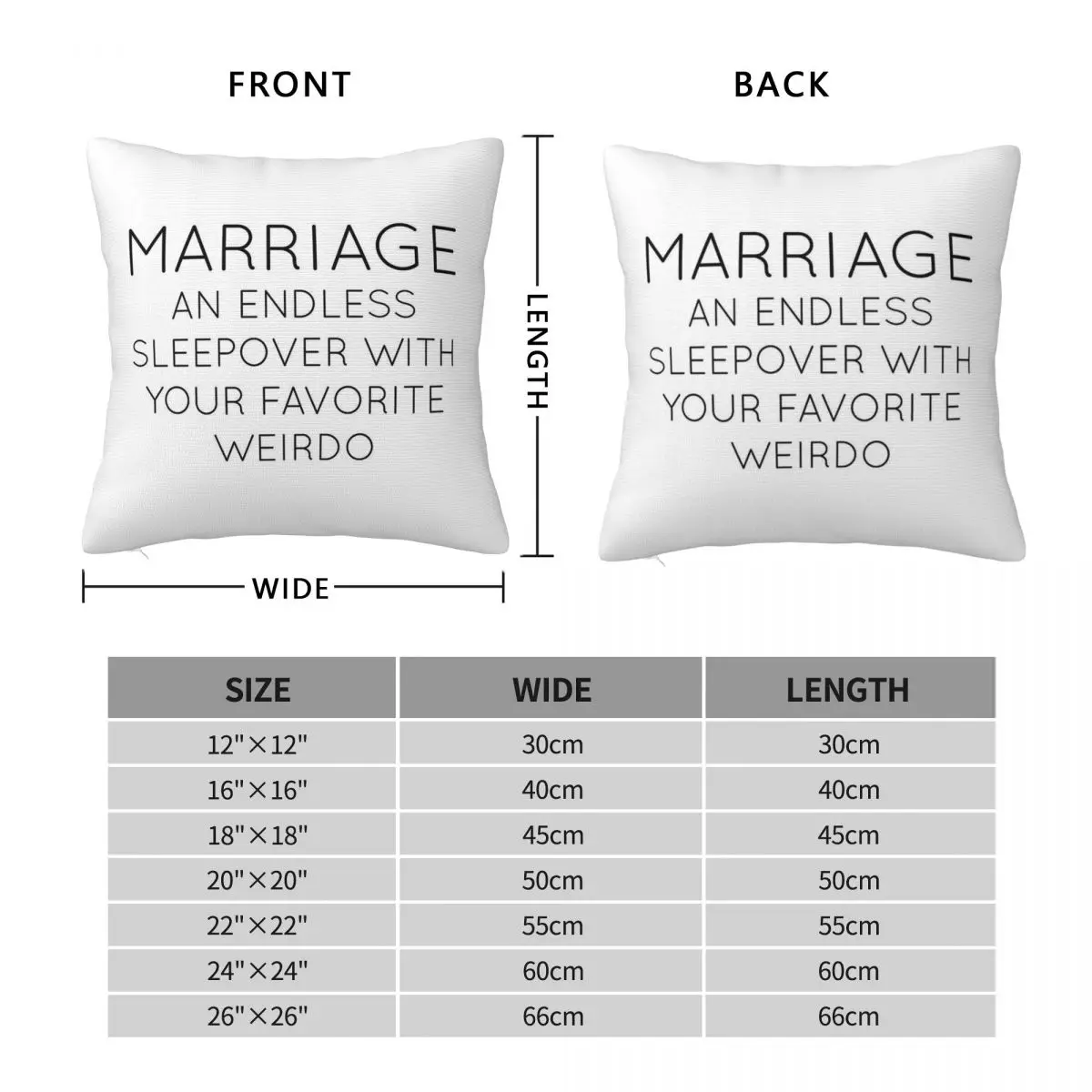 Marriage Sleepover Favorite Weirdo Square Pillowcase Polyester Linen Velvet Zip Decor Throw Pillow Case Sofa Cushion Case 45x45