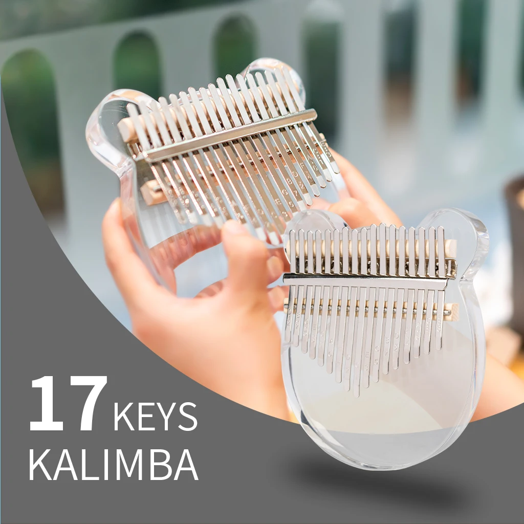 

17 Keys Kalimba Thumb Piano Made Of Smooth Acrylic Body Steel Carved Notes Musical Instrument K02-B