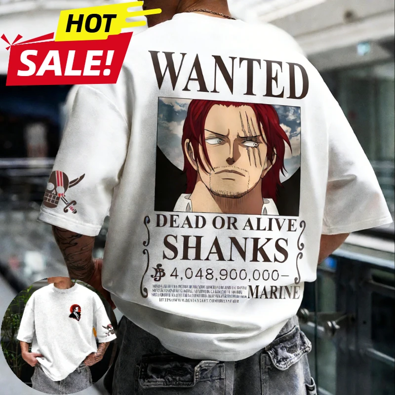 Anime One Piece Shanks Harajuku Herrenbekleidung 2026 Sommer Vintage T-Shirt Damen Streetwear Lässiges Kurzarm-Tee