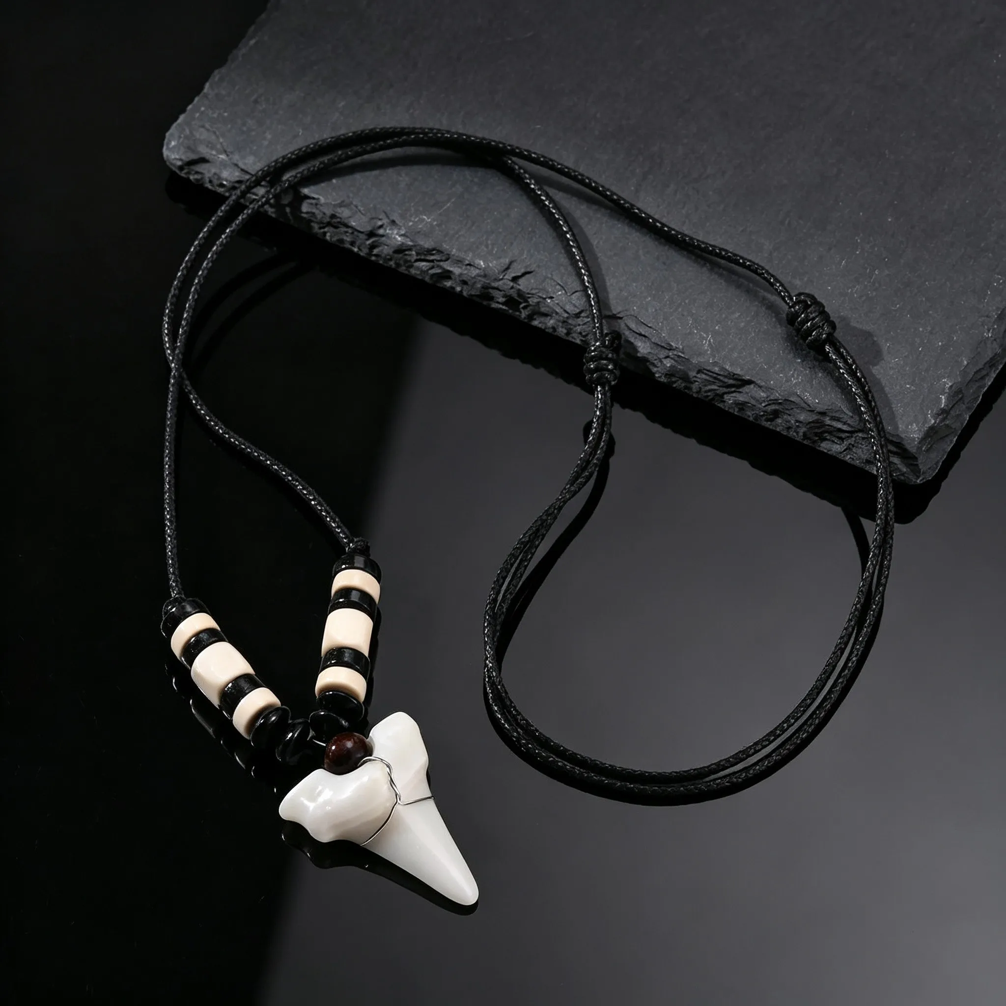 Imitation Shark Teeth Pendant Necklace for Men,New Zealand Maori Tribal Bone Choker,Hawaii Surfer Jewelry - view 5