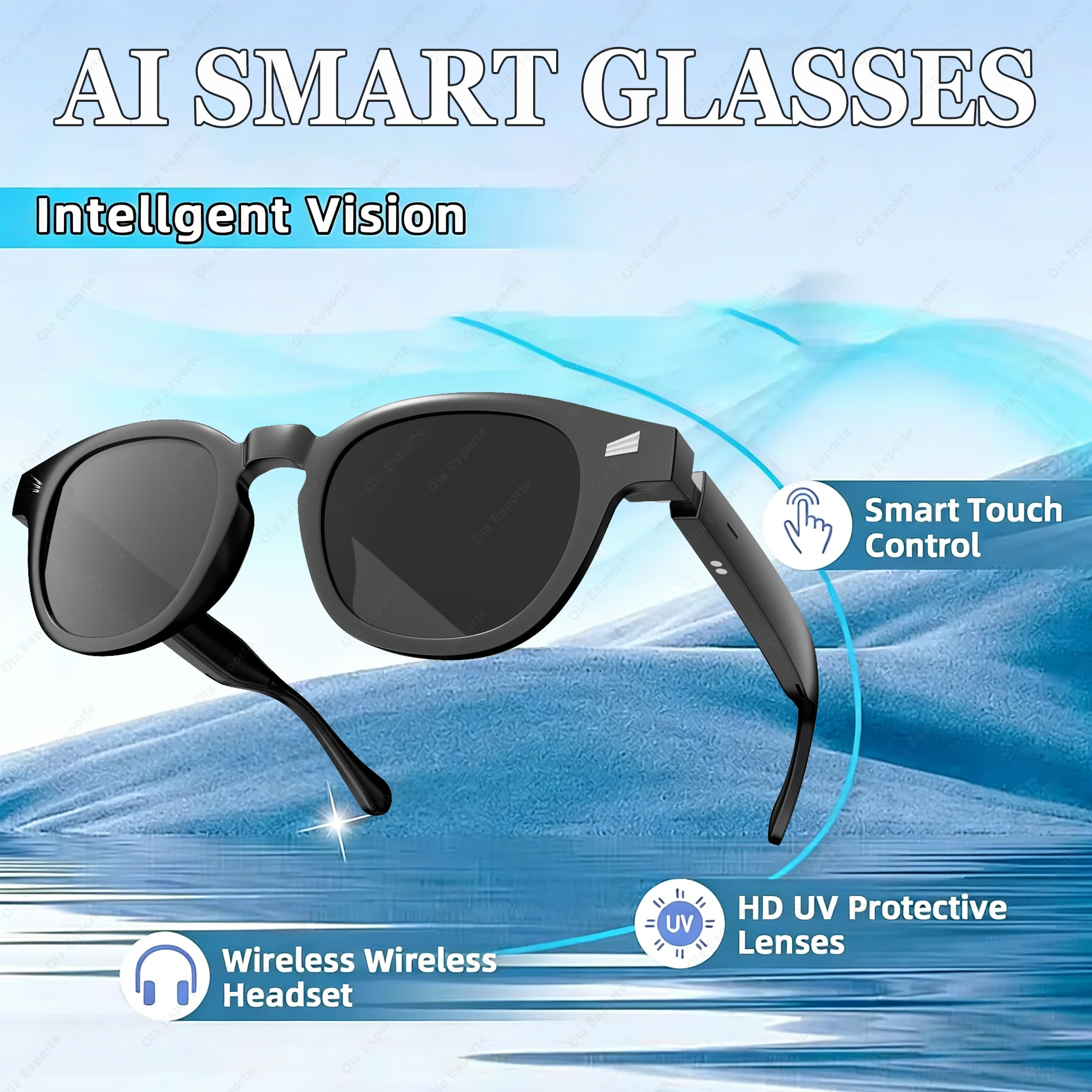 

Bluetooth Touch Control Smart Glasses Music Playback Voice Assistant Waterproof Outdoor Sport Anti-UV Sunglasses For Men Women