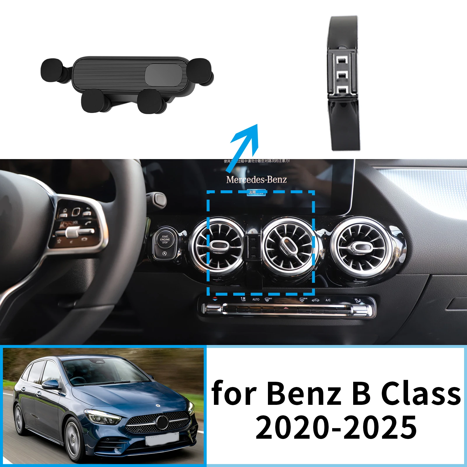 

Car Mobile Phone Holder for Mercedes-Benz B Class W246 W247 2020~2025 GPS Bracket Navigation Stand Auto Accessories
