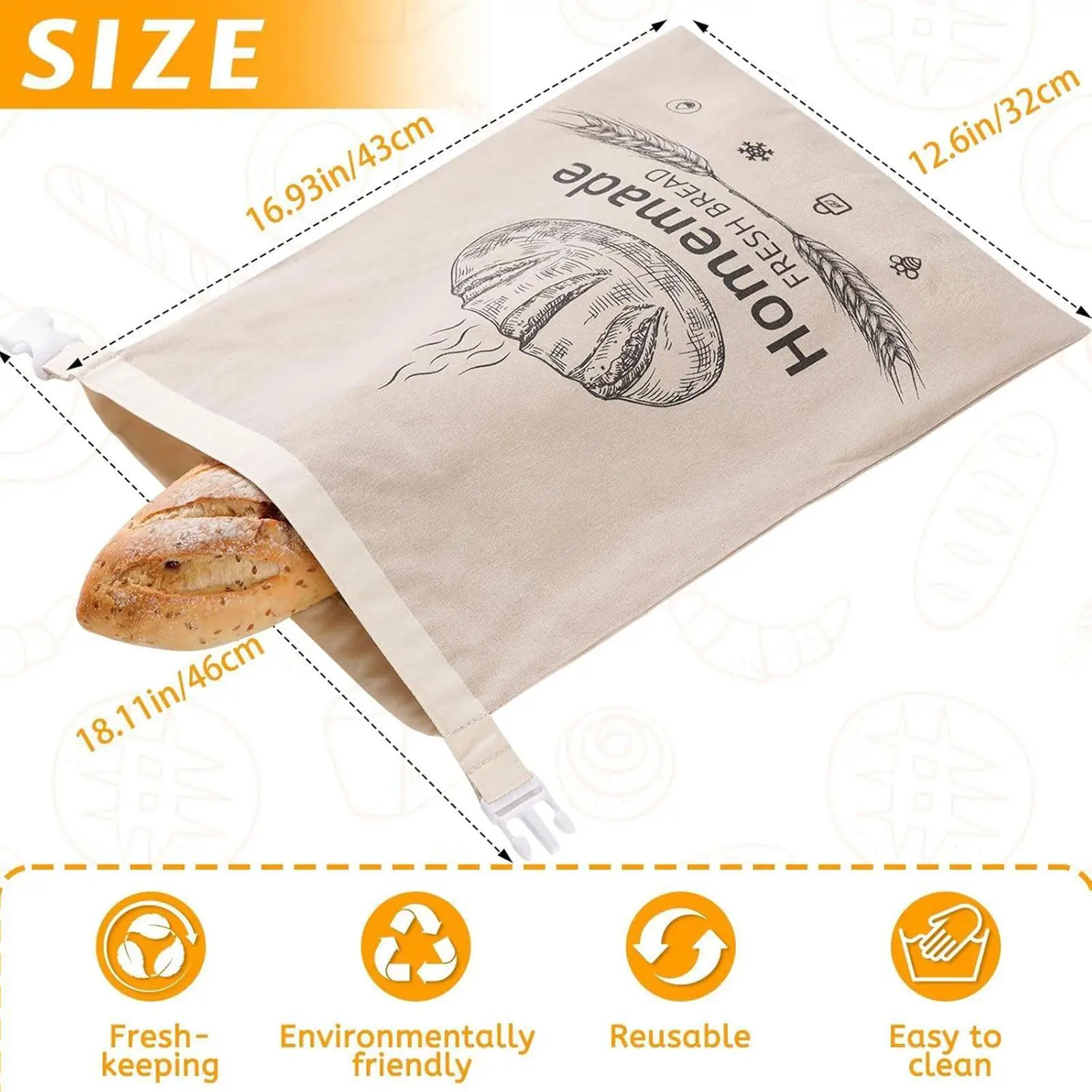 Beeswax Bread Bag Dough Preservation Pouch Beeswax Coated Bread Bags for Kitchen Freezer Dining Room Picnic Party Home Apartment
