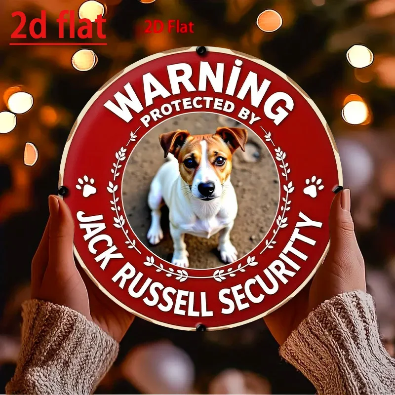 2D Flat, 1pc Jack Russell Terrier Warning Sign Pet Round Wooden Door Sign Suitable for Courtyard Gate, Pet Shop, Cafe, Country C
