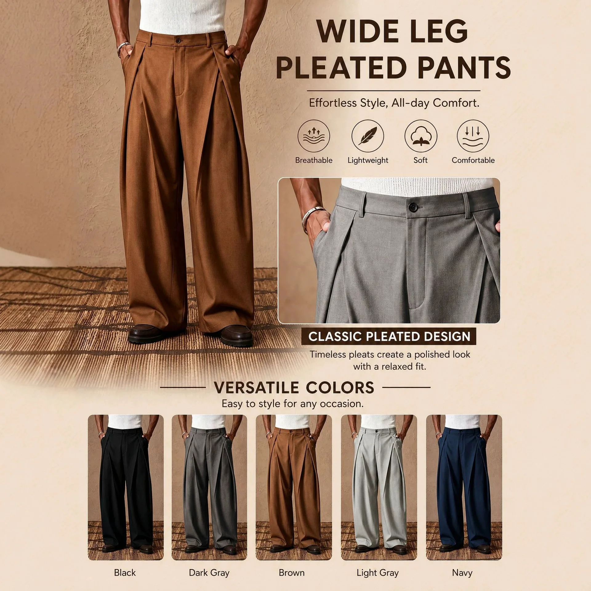 Frühling Herbst Herren Business Anzughose Männliche Sommer Dünne Formelle Einfarbige Lange Hose Gerade Weite Büro-Hose Dropshipping – Detail 2