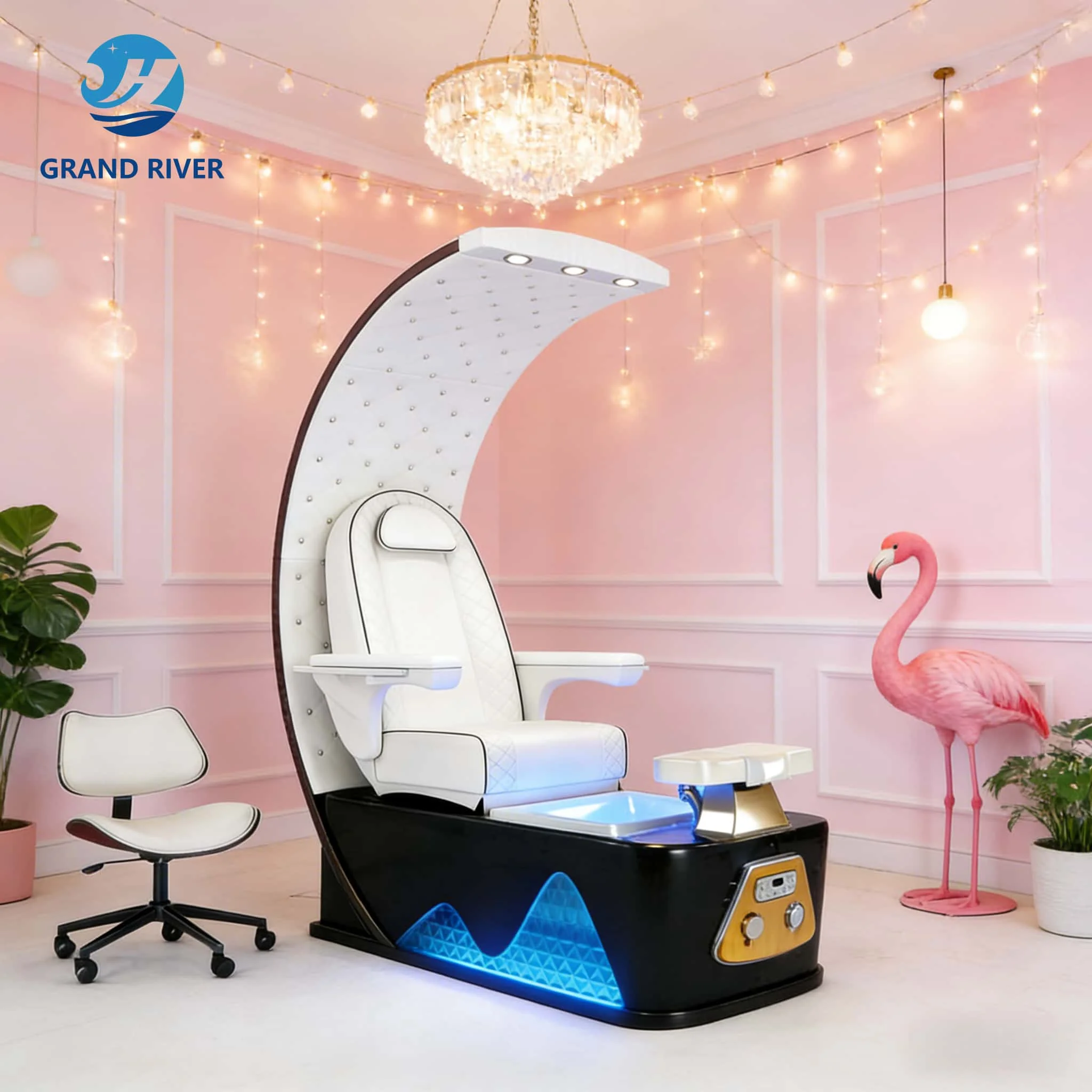 Original Design Wholesale Custom Magnetic Jet Spa Pedicure Chair Foot Massage Throne Style Pedicure Chairs With Led Base