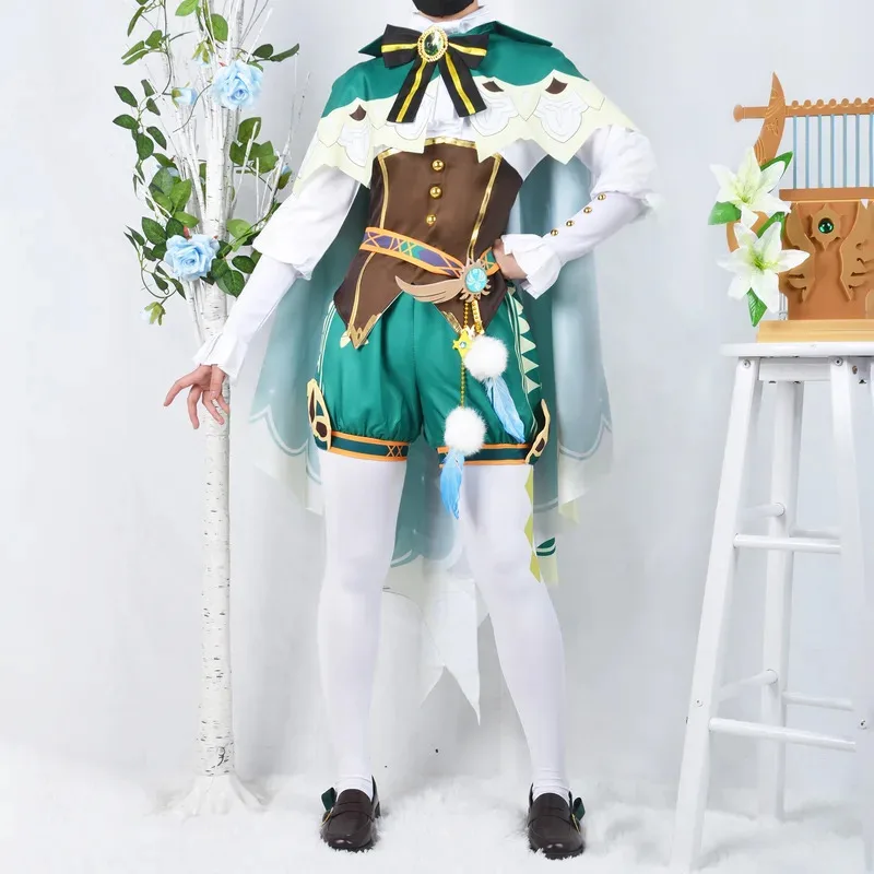 Venti Cosplay Costume Game Genshin Impact Cosplay Twenty Venti Shorts Wig Cloak Uniform Halloween Carnival Costumes for Women