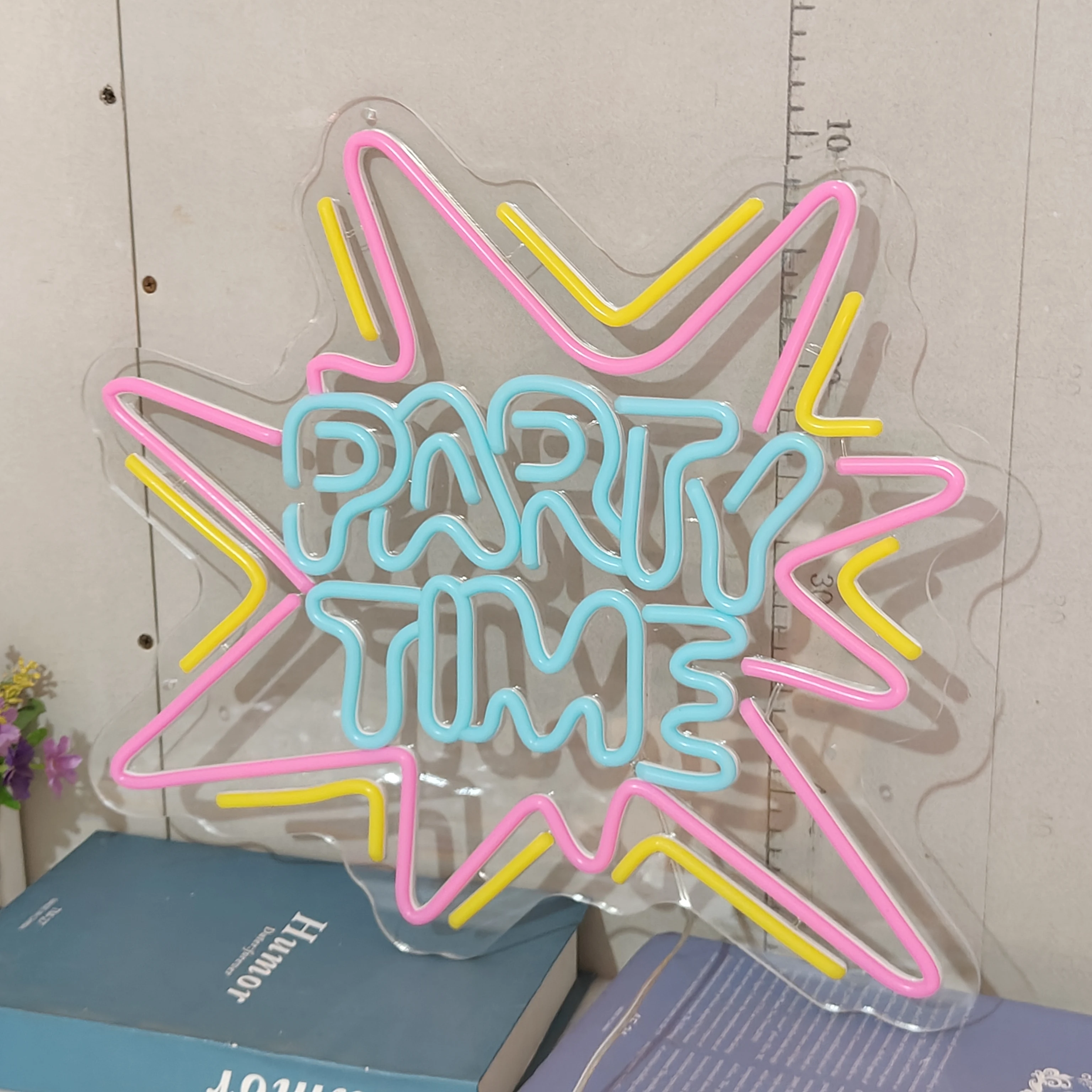 LED Neon Sign Party Time Lighting for Birthdays Weddings Bar Club Festivals - Indoor Wall Decor Neon Light