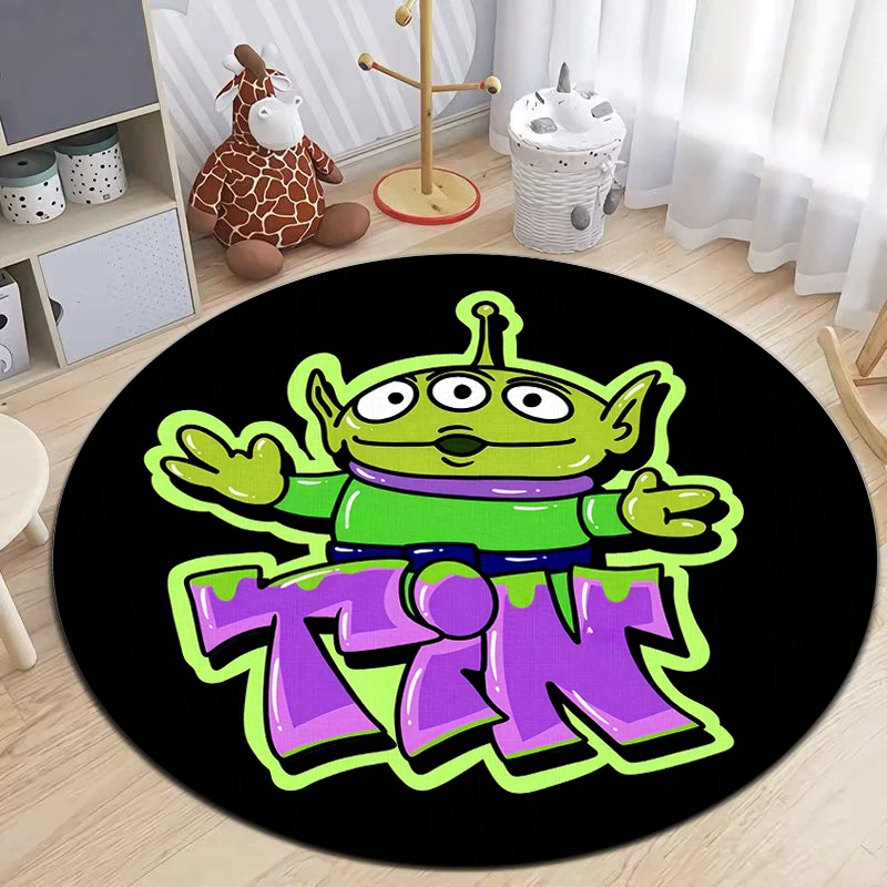 Alien Cartoon Round Carpet for Living Room Rugs Camping Picnic Mats Flannel Anti-Slip Rug Yoga Mat Gifts,rugs for bedroom