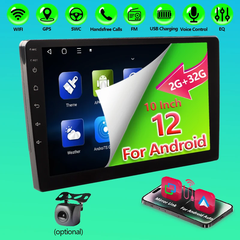 

BOSSCAR Android 12 2G 32G Multimedia Car Radio Carplay Auto Player GPS Navigation for Toyota Hyundai Nissan Kia LADA FIAT VW
