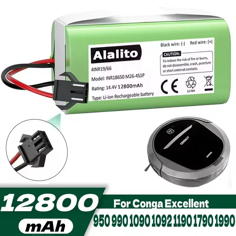 4S1P 14.4V 12800mAh Li-ion Battery for Conga Excellence 990 1090 Ecovacs Deebot N79S N79 DN622 Eufy Robovac 11 11S 12 35C X500