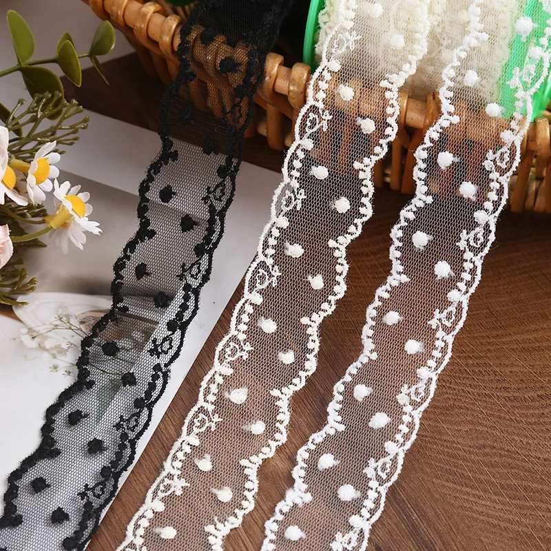 

5 ярдов 3,5 см, молочная шелковая сетка, вышитая кружевная бейка с бисерными волнами, аксессуары для одежды в корейском стиле, кружевная отделка