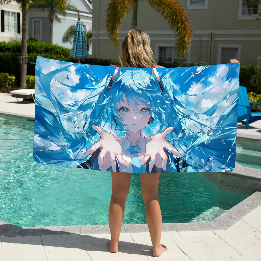 Cute m-miku-u cartoon Towel Gift For Travel Gym Sauna Travel Spa Shower Camping Quick Dry Sports Beach Towels Soft Pool