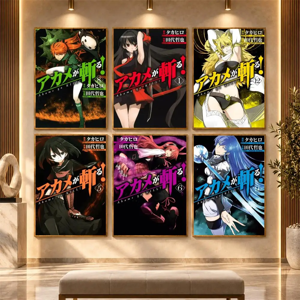 A-Akame ga KILL Poster Wall Stickers Self Adhesive Art Decals for Bedroom Living Room Home Decor Print Mural HD Gift