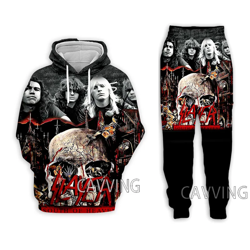 Popular Rock Slayer Hoodies Pants Set 3D Print Men Women Tracksuit Outfits Fashion Men's Hooded Sweatshirt Pullover 2 Piece Sets