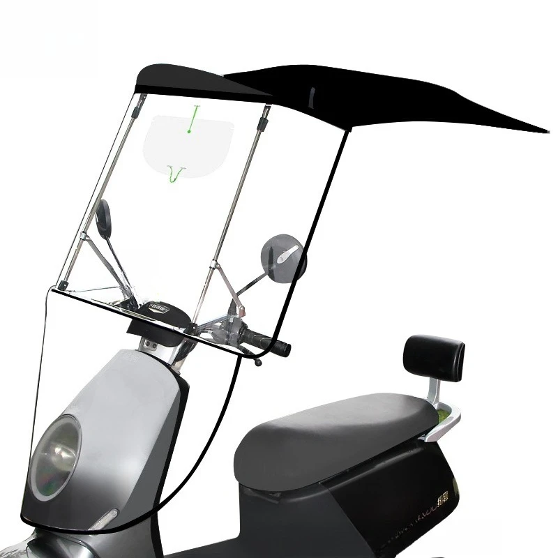 يمكن تخزين مظلة الدراجة النارية الكهربائية والطوية وتفكيكها بسرعة وتظليلها ومقاومة للمطر #2