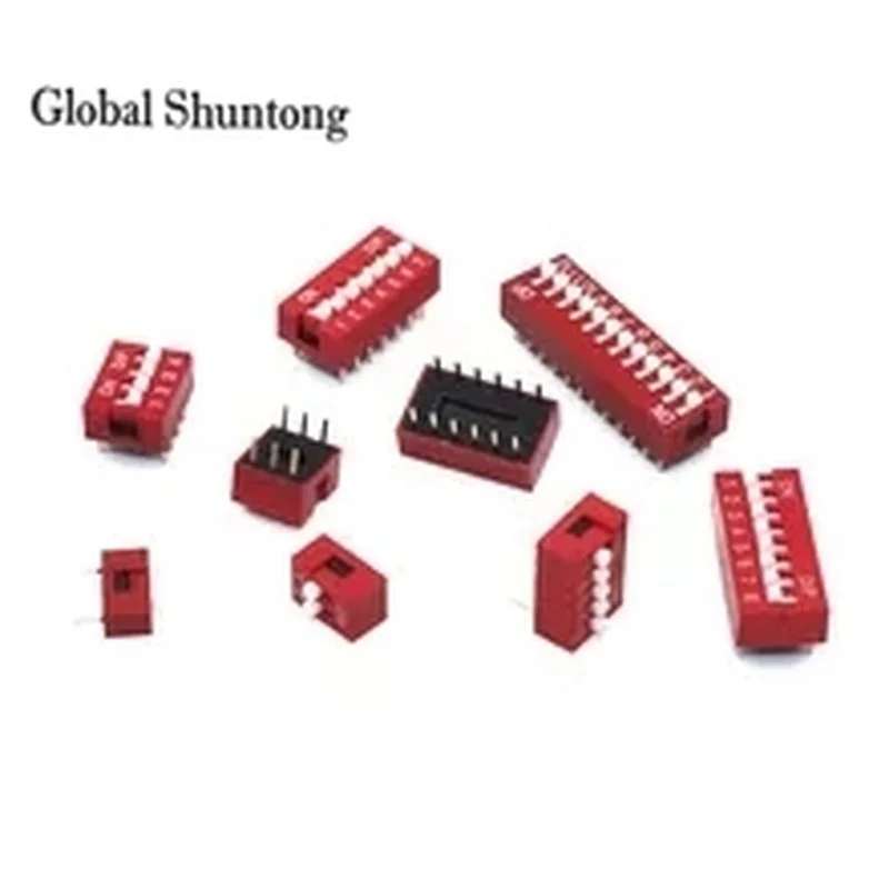 30Pcs Slide Type Switch Module 1 2 3 4 5 6 7 8 9 10 12 Bit 2.54mm Position Way DIP Red Pitch Toggle   Snap 