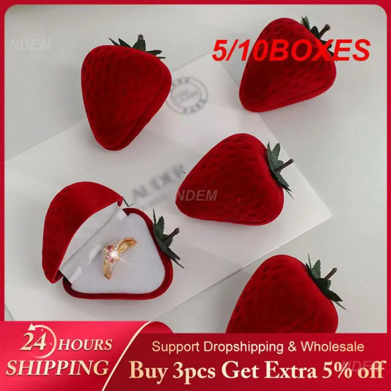 5/10 Boxen beflockt Nachahmung Erdbeer Box exquisite Kunststoff Ring Box Ring Aufbewahrung koffer Beflockung Simulation 54,5 cm Geschenk box