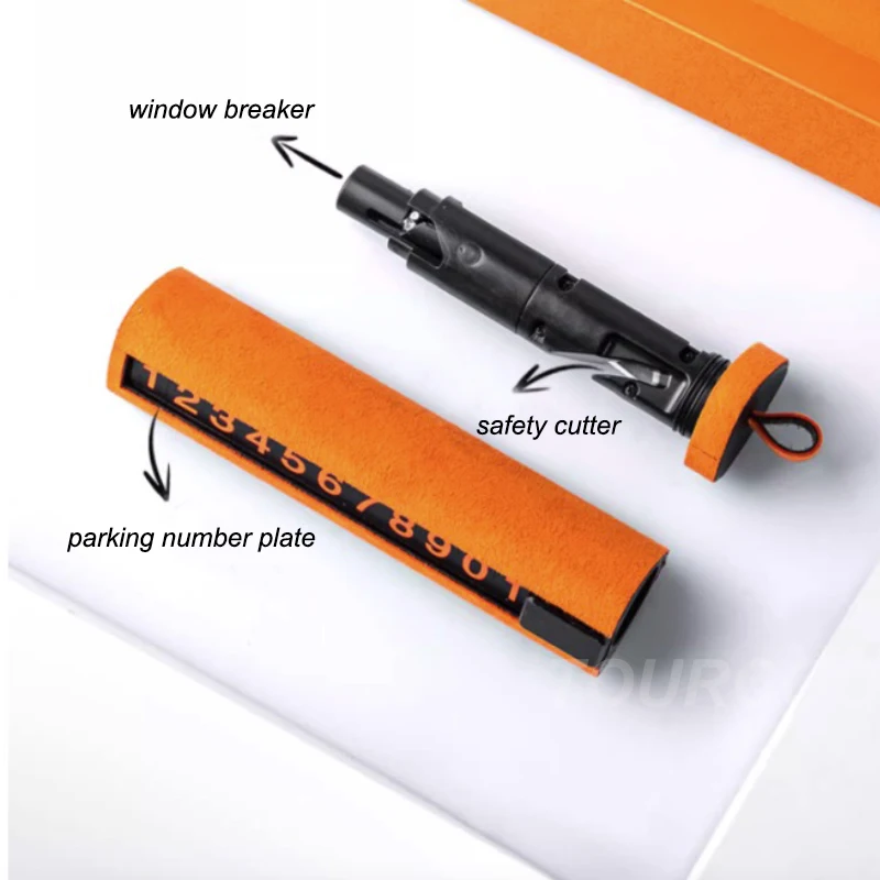 For Xiaomi SU7 2024 2025 Alcantara Suede Multifunctional 3 in 1 Parking Number Plate with Window Breaker Safety Cutter