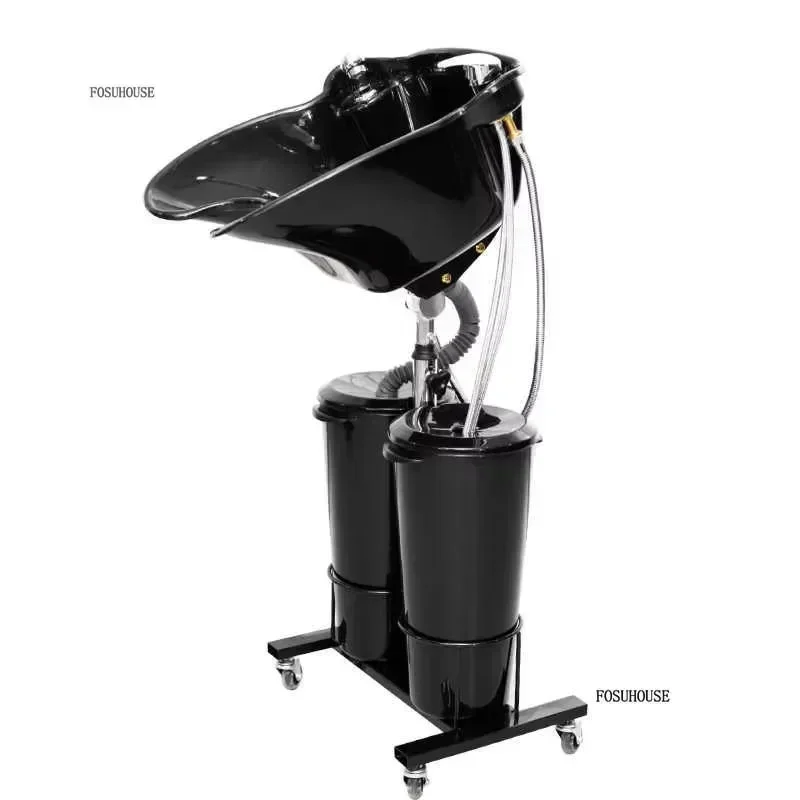 Portable Barbershop Shampoo Chair Height-Adjustable Mobile Shampoo Bowl Hair Washing Sink Suitable for Beauty Salon Home