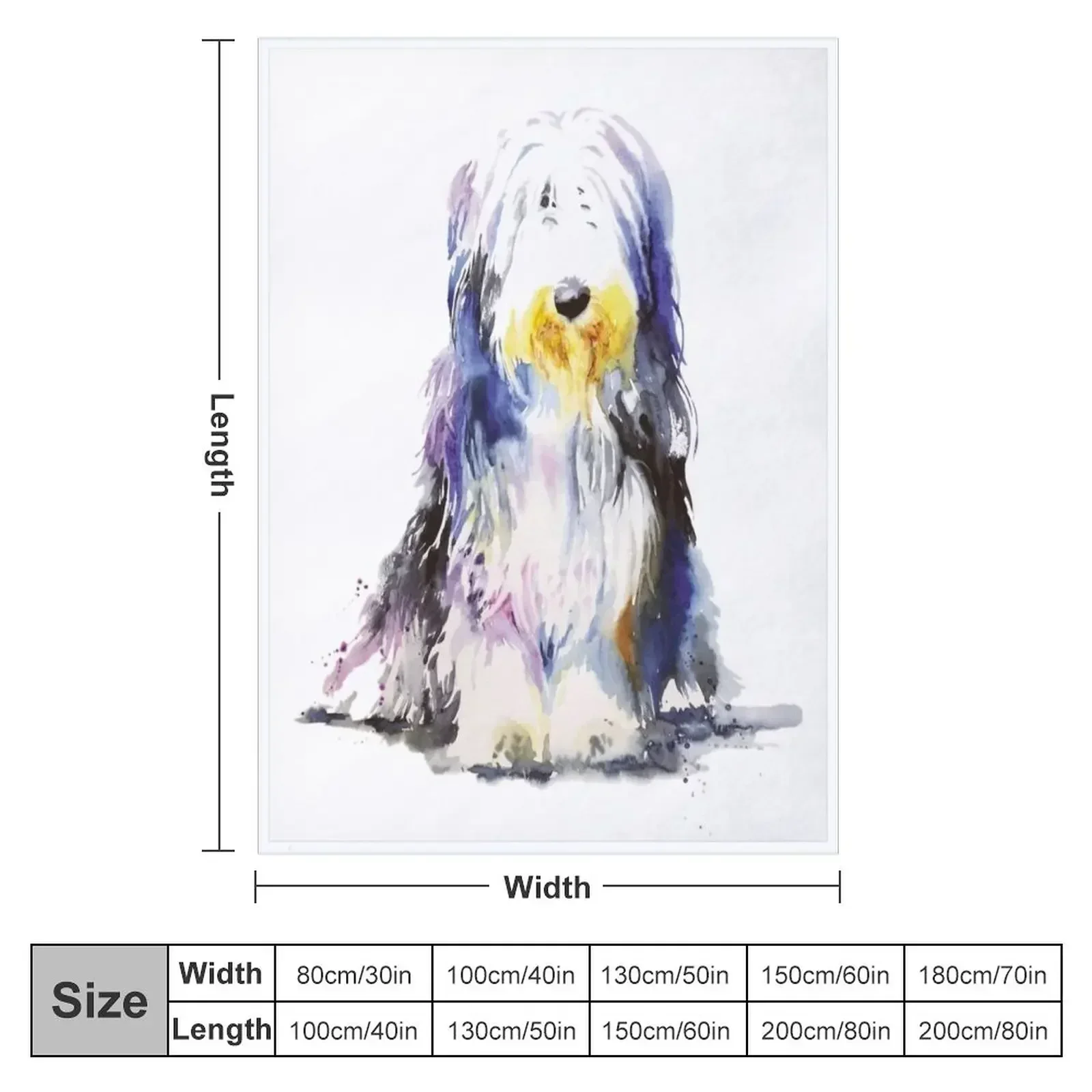 Bearded Collie Watercolour Throw Blanket wednesday Summer Beddings Cute sofa bed Blankets
