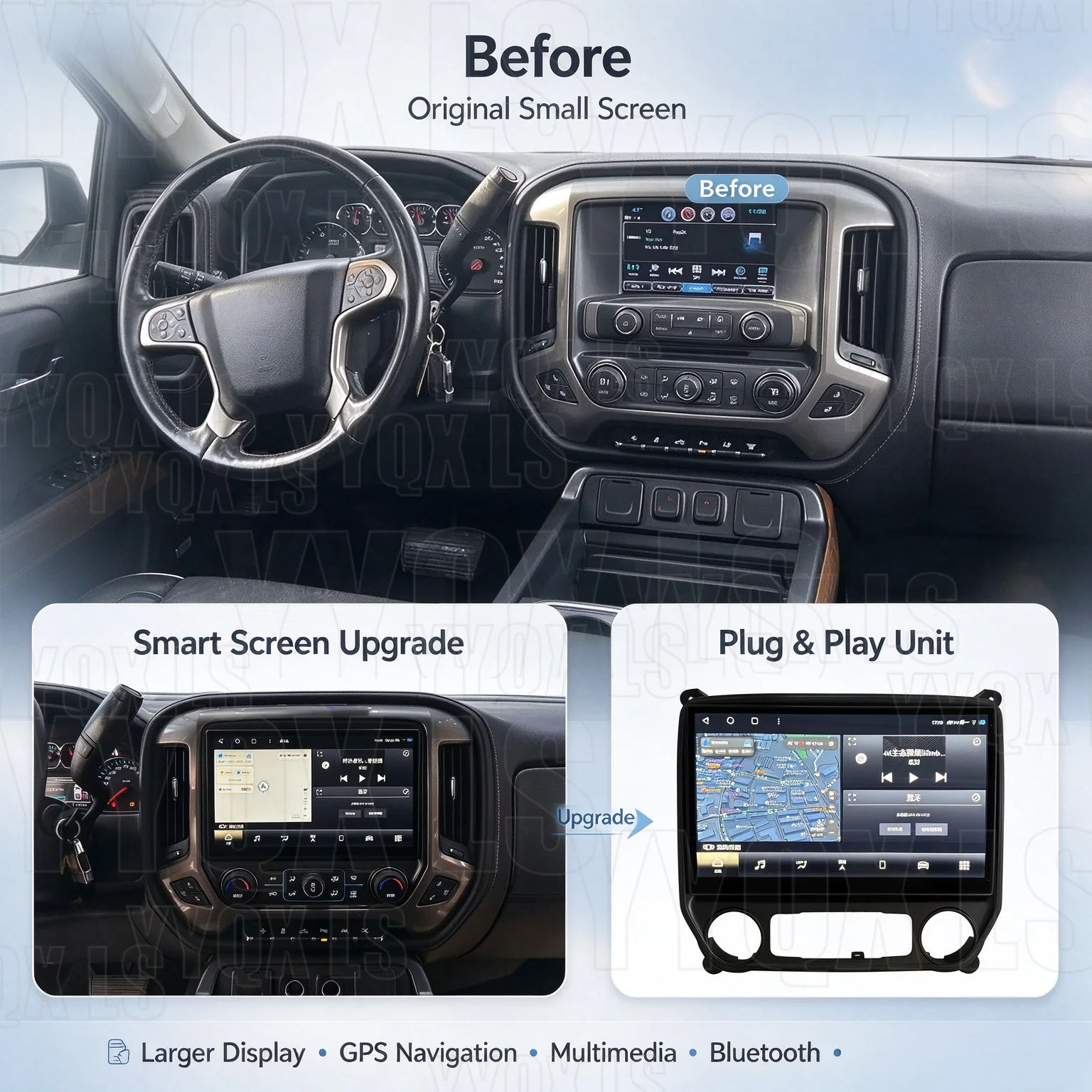 Car Radio Stereo Receiver For Chevrolet Silverado GMC  2013~2019 smart car syst Android Multimedia Video Player GPS Navigation