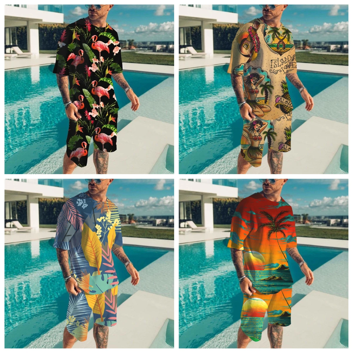 

25-26 Summer Hot-selling Fashion Trend Luxury Suit 3D Printing American Street Breathable Quick-drying T-shirt Shorts Set