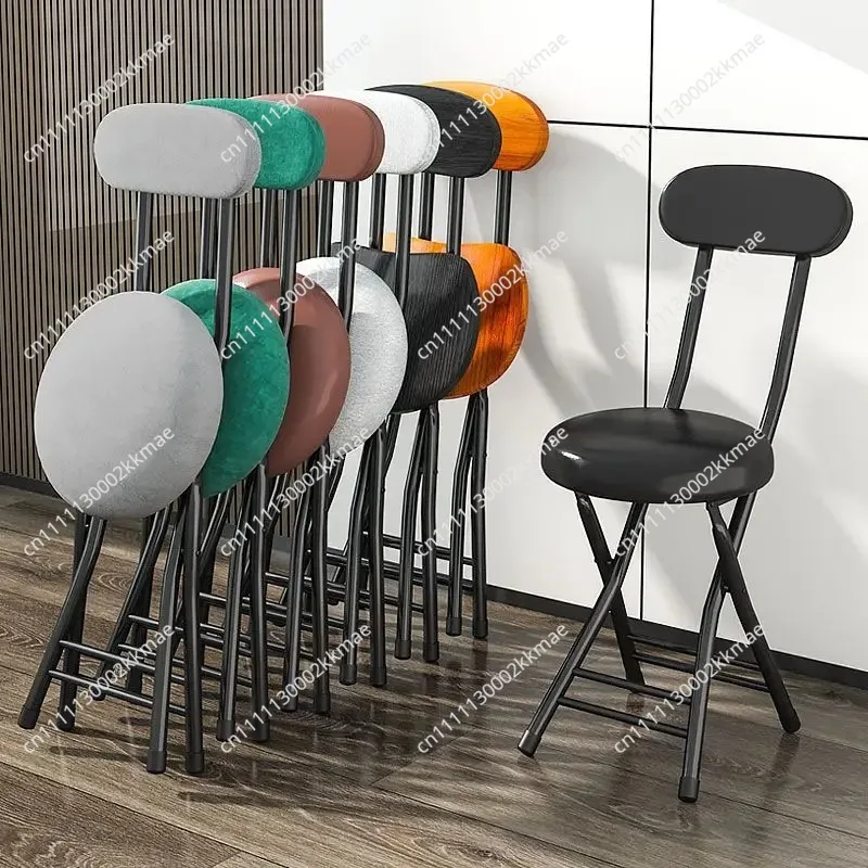 Folding Chair Home Back Chair Training Folding Stool Round Stool Outdoor Simple Computer Chair