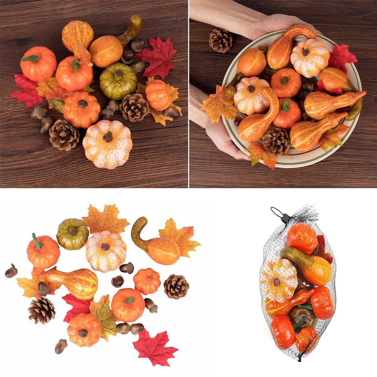 

Faux Pumpkin Model Halloween Harvest Autumn Easter Party Decoration Pumpkin Combo Set Cabinet Display Photo Prop