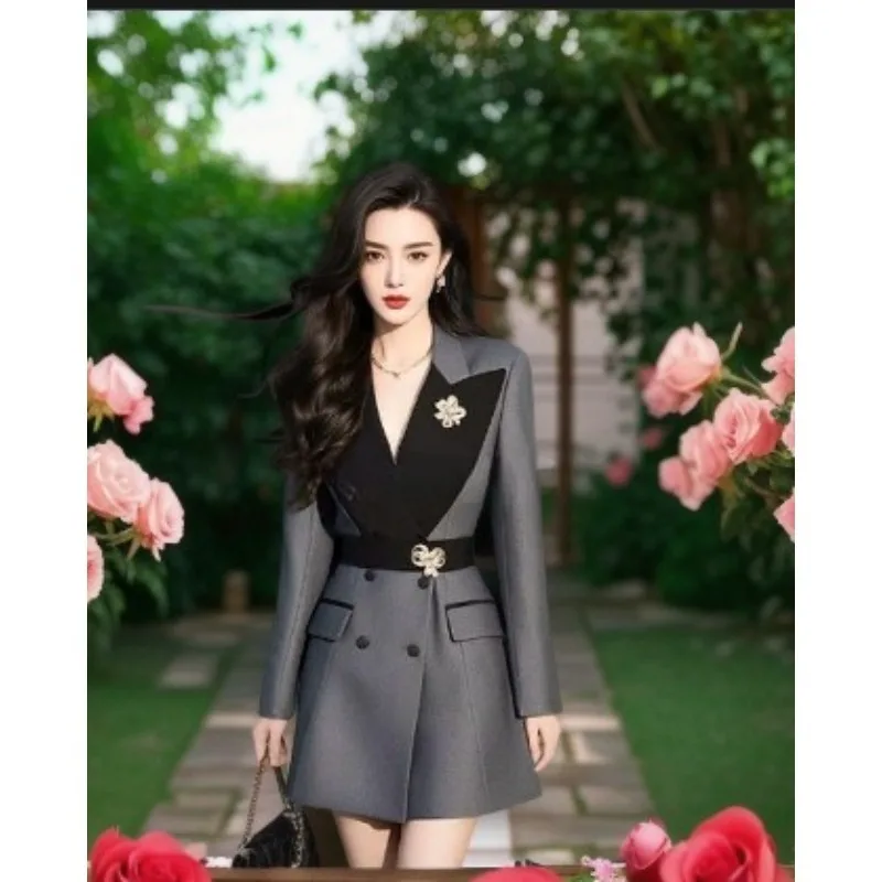 ربيع جديد هالة مليئة بالنمط الأجنبي تنورة البدلة الخفيفة الفاخرة المألوف الرائعة النبيلة الفرنسية رقيقة شيك فستان ركاب الاتجاه #5