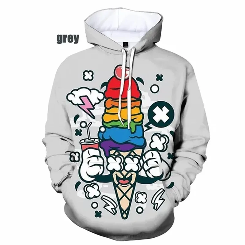 

​Interesting Ice Cream Graphic ​​3D Print Hoodies 2024 New Creative Fashion Sweatshirts Unisex Outdoor Casual Street Style Tops