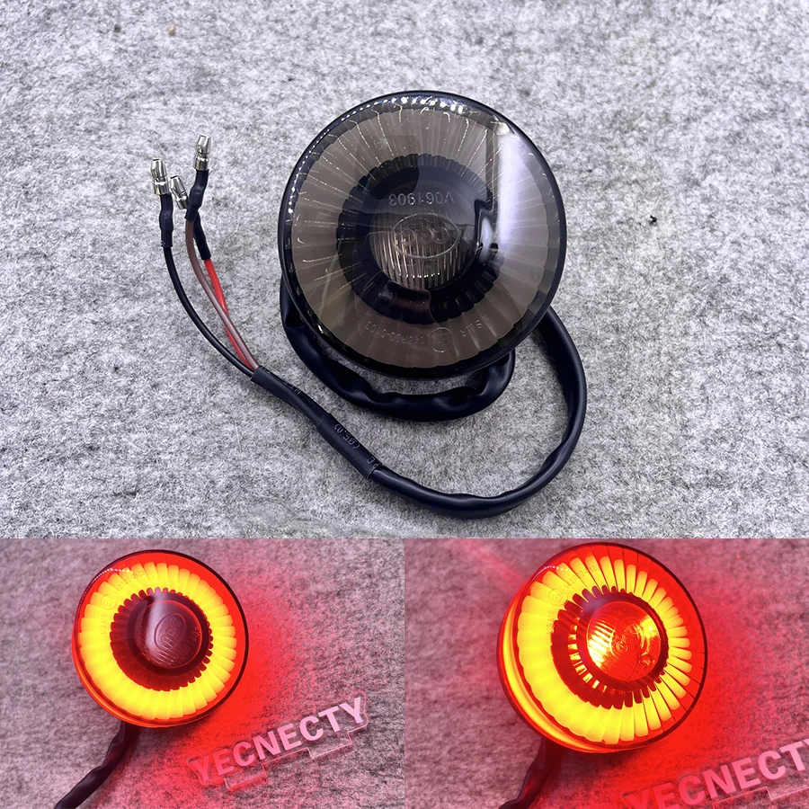 Przydymione soczewki LED uniwersalny tył motocykla światło hamulca zatrzymania okrągła lampa wskaźnik ostrzegawczy UTV ATV dla Chopper Bobber Harley Honda