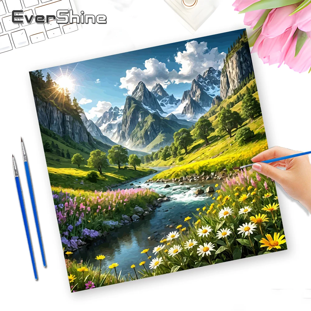 

EverShine Pictures By Numbers Landscape Handpainted Painting Art Mountain Colorful Tree Canvas Home Living Room Art Craft